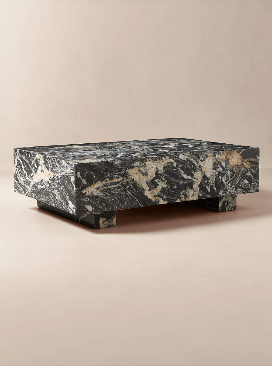 Enyo 55" Rectangular Black Marble Coffee Table