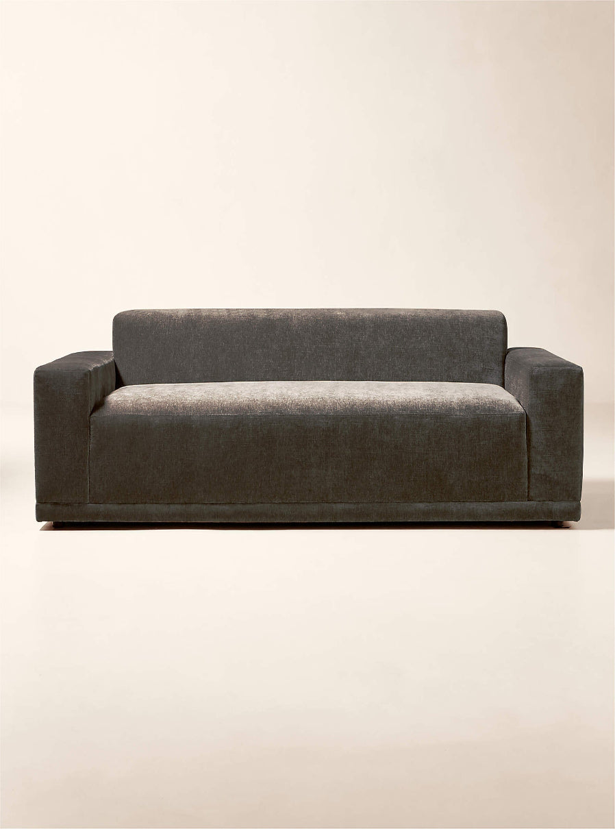 Faible 100" Grey Performance Velvet Deep Sofa