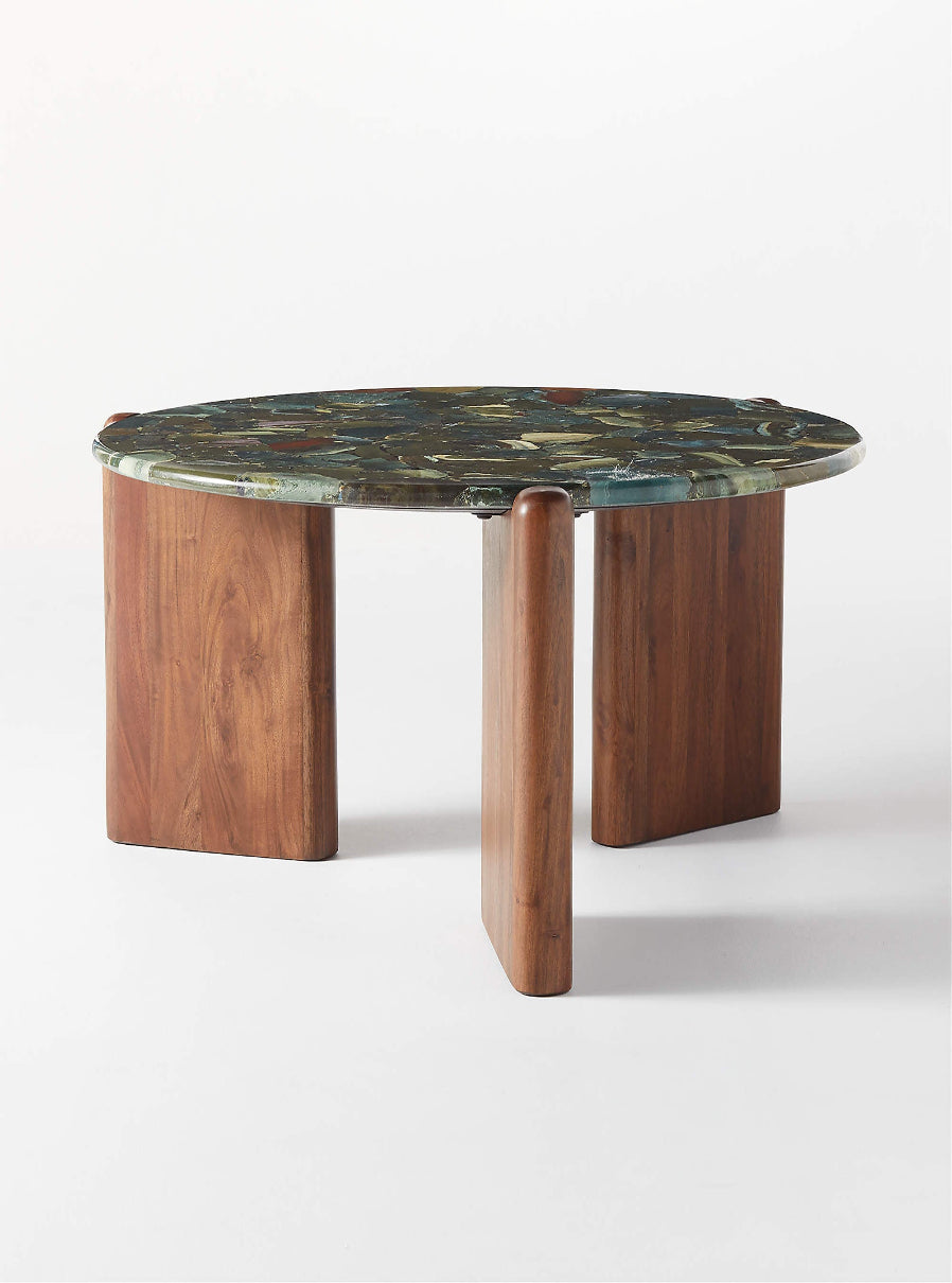 Santoro 37" Round Green Agate Coffee Table